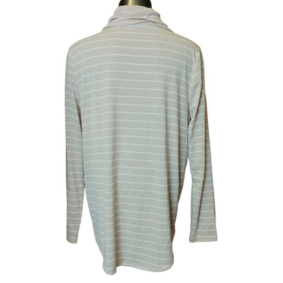 LOFT OUTLET Womens L Beige Striped Cowl Neck Long Sleeve Tunic Dress - Picture 2 of 4